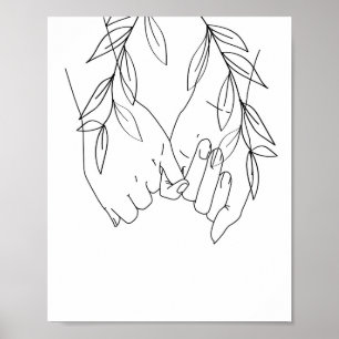 Poster Pinky Promise Line Art with Leaves