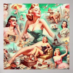 Poster Pino Coletor de Pintura de Óleo Vintage