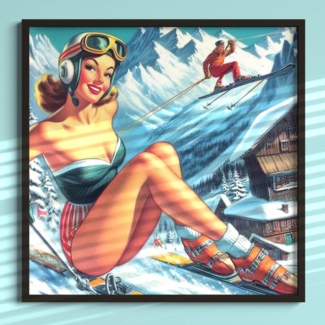 Poster Pino de Esqui do Vintage (Criador carregado)