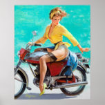 Poster Pino de motocicleta para cima<br><div class="desc">Pino de safra. Imagem de alta resolução diretamente da pintura original de óleo de canvas.</div>