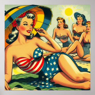 Poster Pino de praia do Vintage