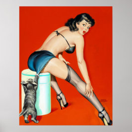 Póster Pino de pulsação do gatinho para cima