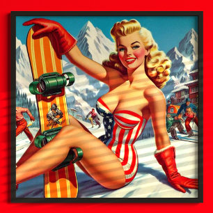 Poster Pino de Snowboard para Cima