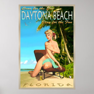 Poster Pino do Cartaz de Viagem Retro da Praia de Daytona