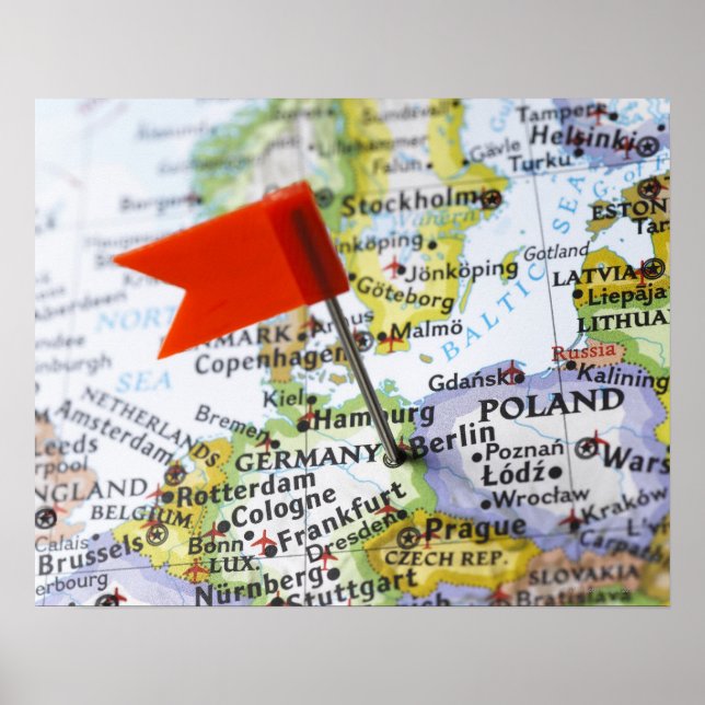 Poster Pino do mapa colocado em Berlim, Alemanha no mapa. (Frente)