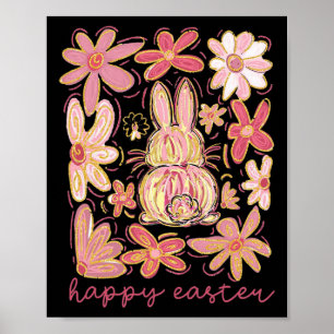 Poster Pino Floral de Páscoa Coquette Bunny Boho felz pas
