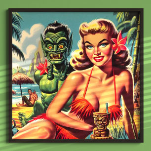 Poster Pino para cima do Vintage Tiki