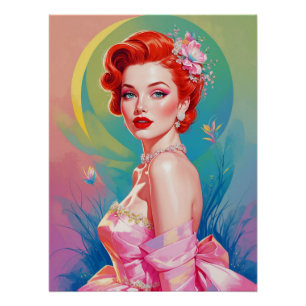 Póster Pino vermelho no palheiro rosa