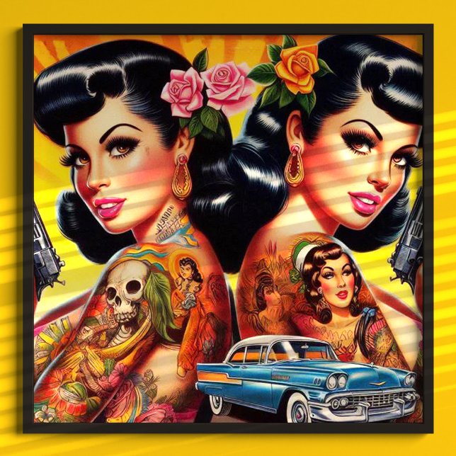 Poster Pinos de Gêmeos Tatuados Vintage (Criador carregado)