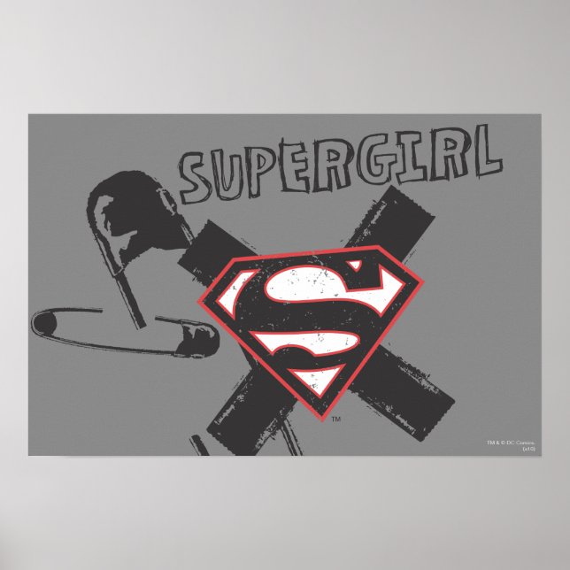 Poster Pinos de Segurança Pretos da Supergirl (Frente)