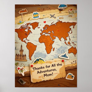 Poster Pinos e marcos do mapa mundial