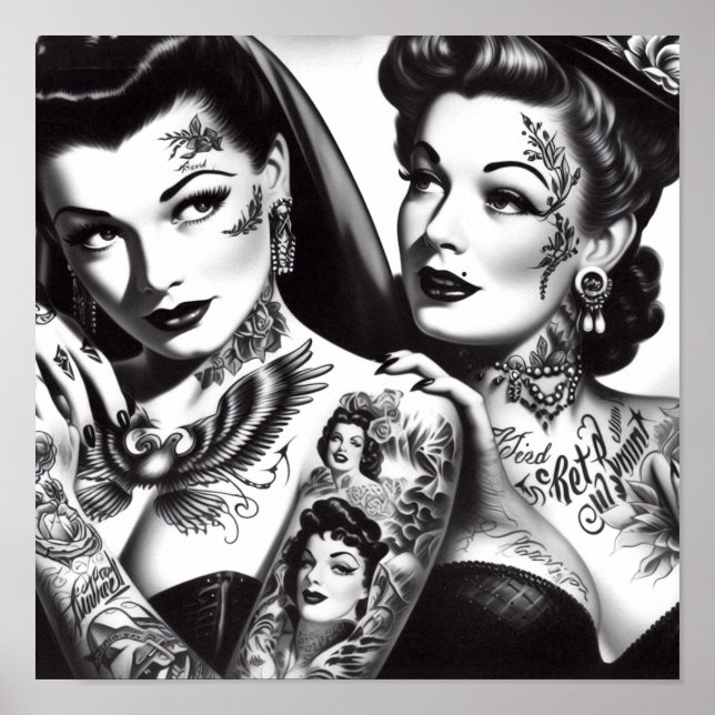 Poster Pinos Tatuados Retro (Frente)
