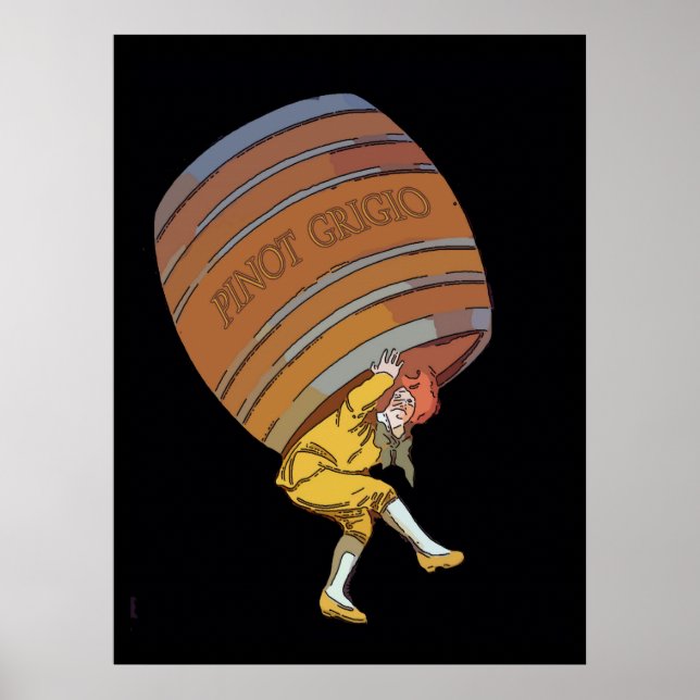 Póster Pinot Grigio, barril de vinho (Frente)