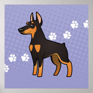 Poster Pinscher do Doberman dos desenhos animados