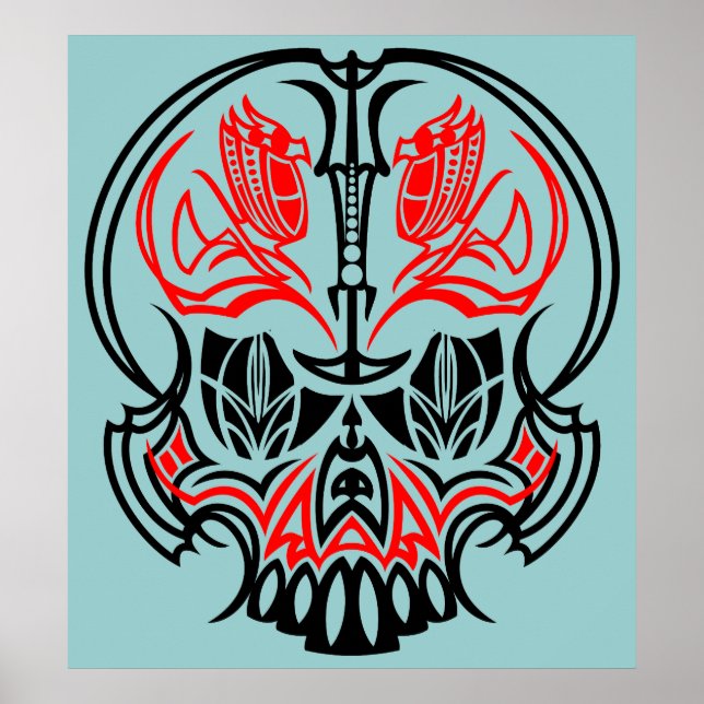 Póster Pinstriping do crânio (Frente)