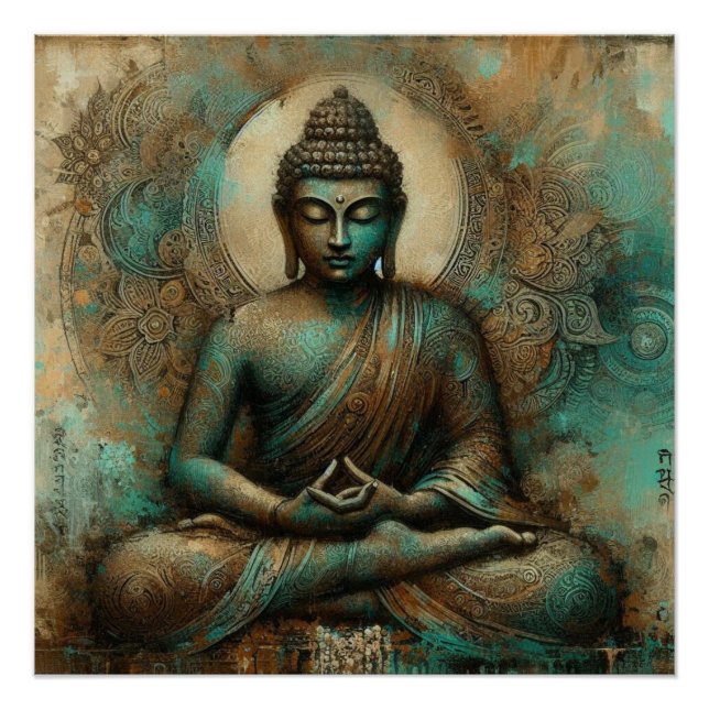 PÓSTER PINTA METÁLICA BUDDHA ARTE #2 (Frente)