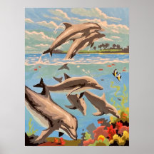 Pintado à Mão por Número | Golfinhos Divertidos |