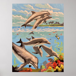 Poster Pintado à Mão por Número | Golfinhos Divertidos |