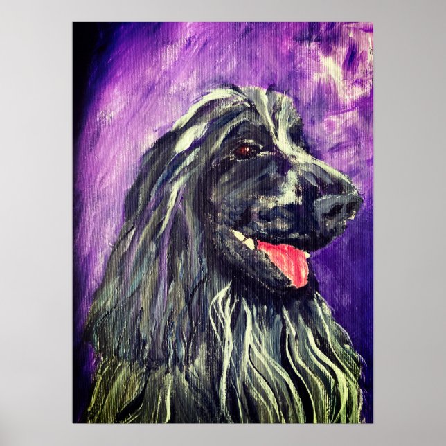 Poster Pintado com a varinha azul do Cocker Spaniel (Frente)