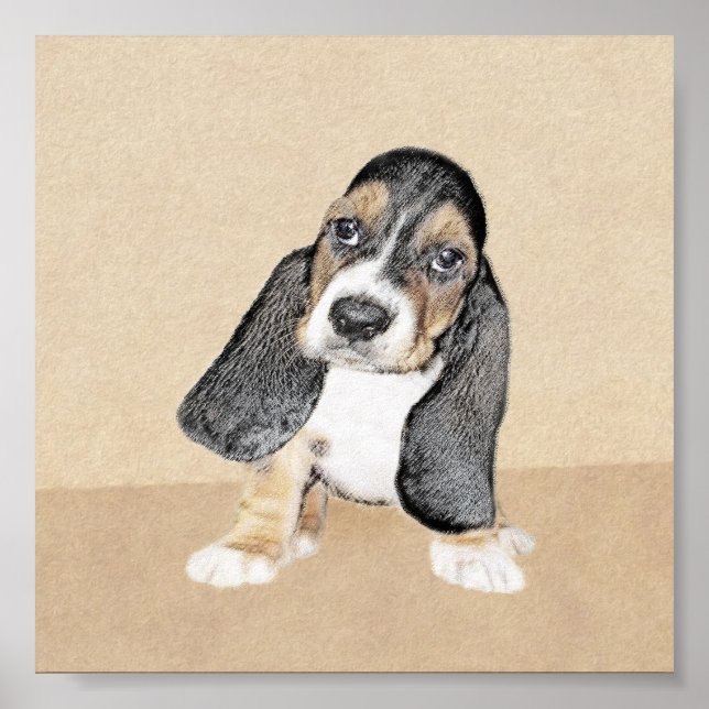 Póster Pintado de Cachorro Basset - Arte Cachorro Origina (Frente)