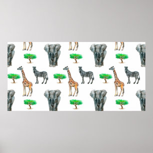 Poster Pintados com aquarela padrão sem costura