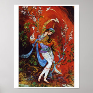 Póster Pintando Garota Persa Despejando vinho de jarro
