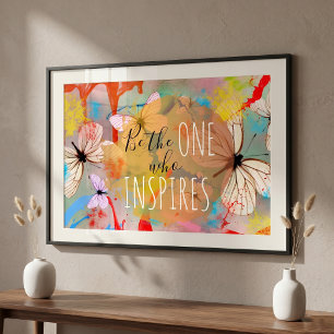 Poster Pintas de pintura de borboletas brancas e traçados