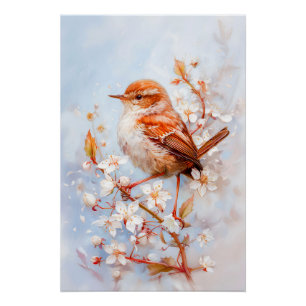 Póster Pintassilgo no Bosque Pintura Impressionista