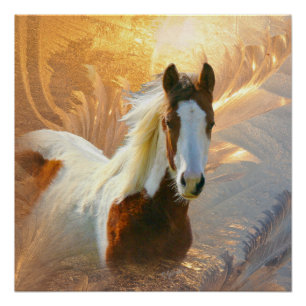 Póster Pinte o poster perfeito Dourado do cavalo