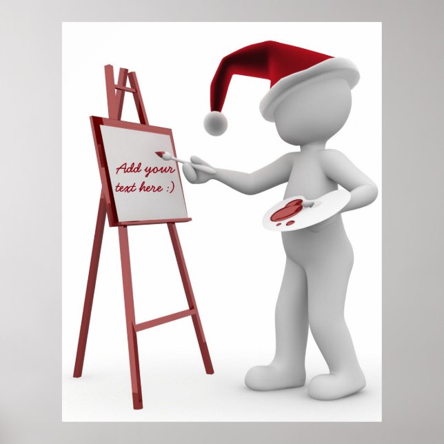 Póster Pinte seu texto Cavalete de pintura de Papai Noel  (Frente)