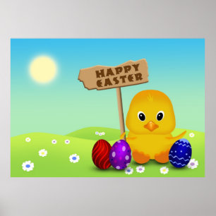 Póster Pintinho bonito do bebê do felz pascoa