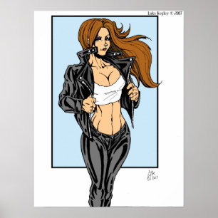 Poster Pintinho de couro triguenho do motociclista