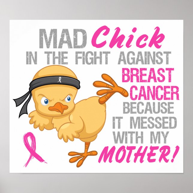 Poster Pintinho Louco Com Cancer Da Mama 3L Mãe (Frente)