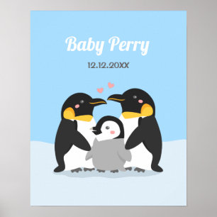 Poster Pintinho pinguim bonito e decor de parede familiar