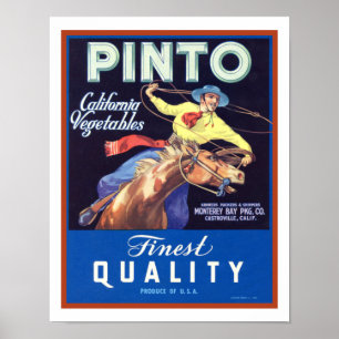 Poster "Pinto" Cowboy Vegetable Ad de 1930