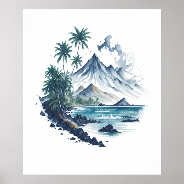 Poster Pintor de aquarela tropical (Frente)