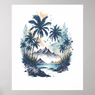 Poster Pintor de aquarela tropical