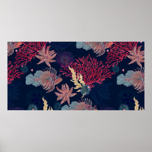 Poster Pintor de aquarelas com padrão uniforme com leão