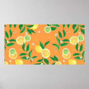 Poster Pintor de aquarelas com padrão uniforme em citrin