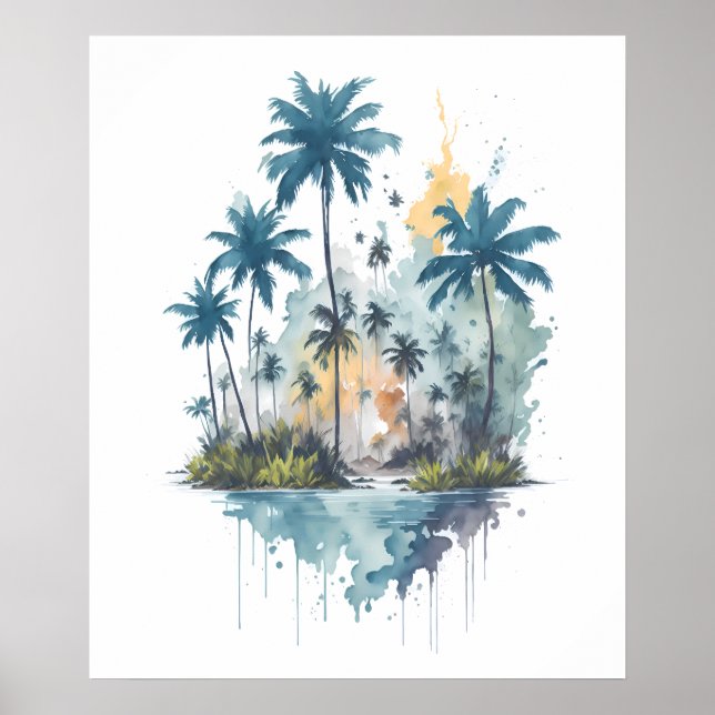 Poster Pintor de aquarelas Serene Tropical Watts (Frente)