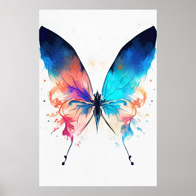 Poster Pintor de Cores de Animais Selvagens de Borboletas (Frente)
