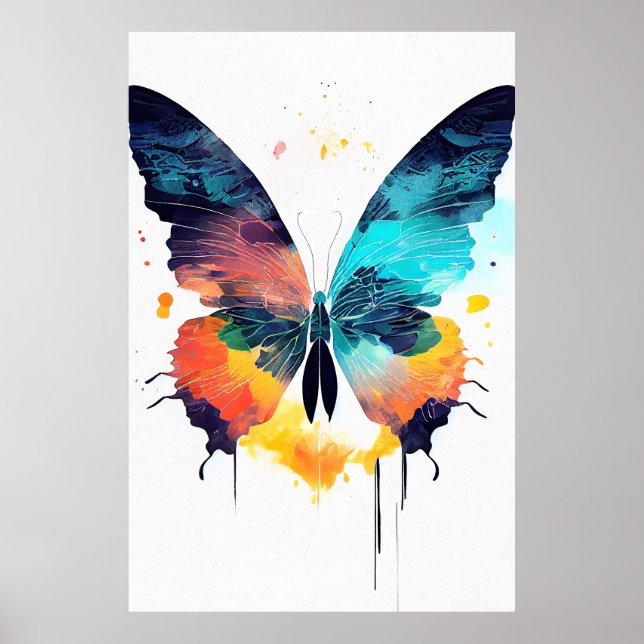 Poster Pintor de Cores de Animais Selvagens de Borboletas (Frente)