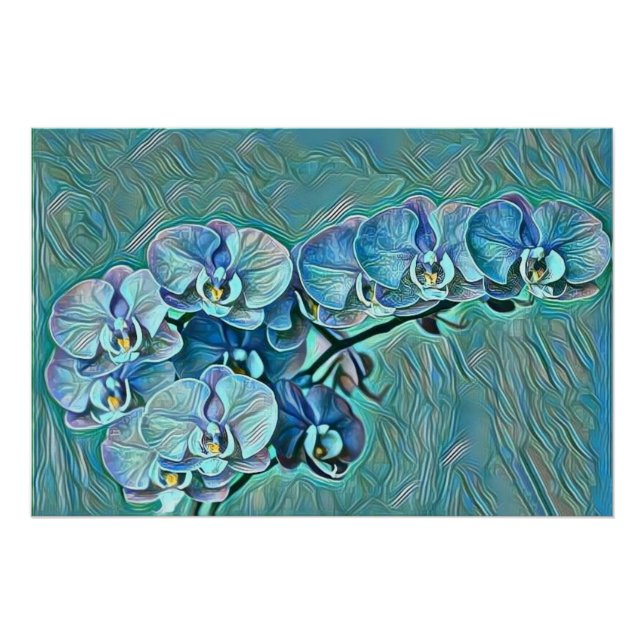Póster Pintor de orquídeas púrpura azul (Frente)
