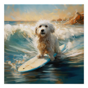 Póster Pintor De Surfe De Praia De Coton De Tulear