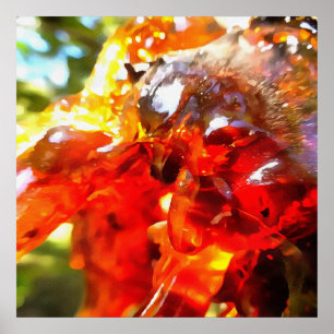 Póster Pintti Abstrato de Resina com Abstrato de Árvore A