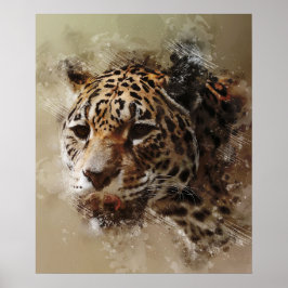 Poster pintura a aquarela estética do pântano cheetah fac