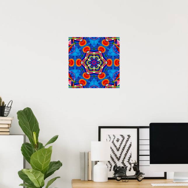 Poster Pintura a óleo caleidoscópio multicolorido (Escritório em casa)