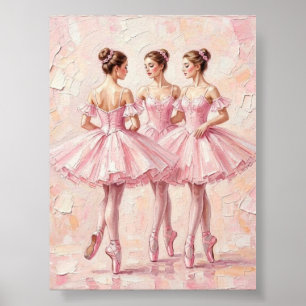 Poster pintura a óleo de bailarina cor-de-rosa coquete (c