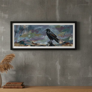 Poster Pintura a Óleo de Corvo Preto Corvo Gótico Naturez