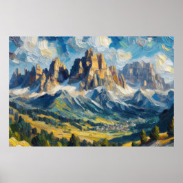 Poster Pintura a óleo de Dolomites